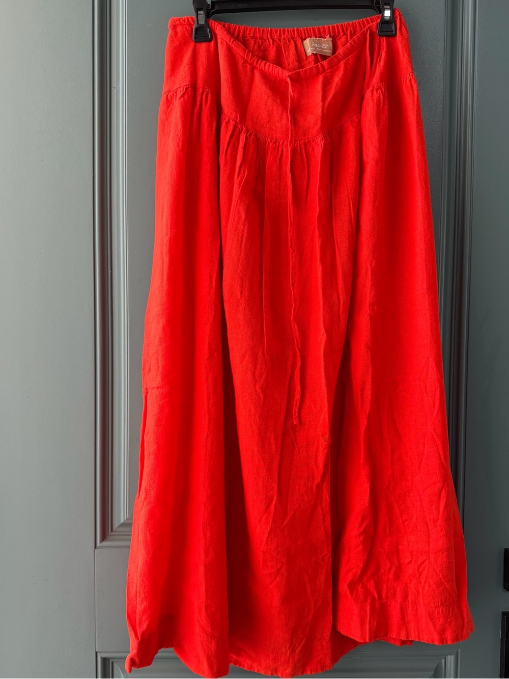 Free People Vibrant Red Maxi Skirt - Flowing A-Line